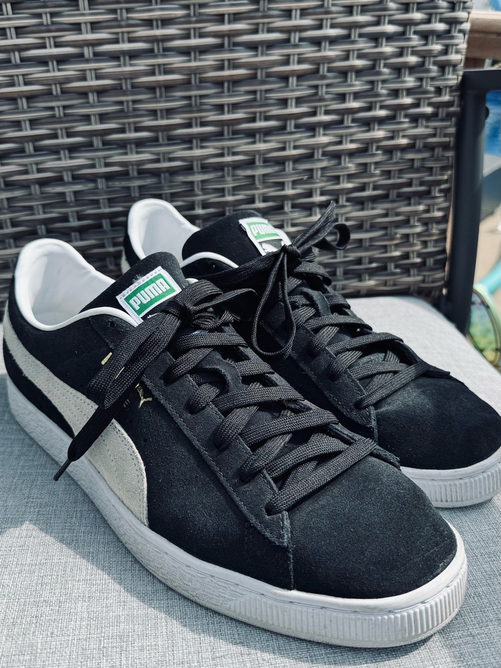 Puma Black and White Suede Classic Sneakers